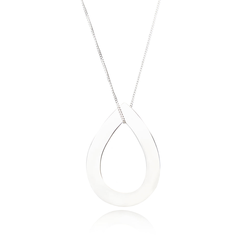 Purified Heart - Large Silver Droplet Necklace
