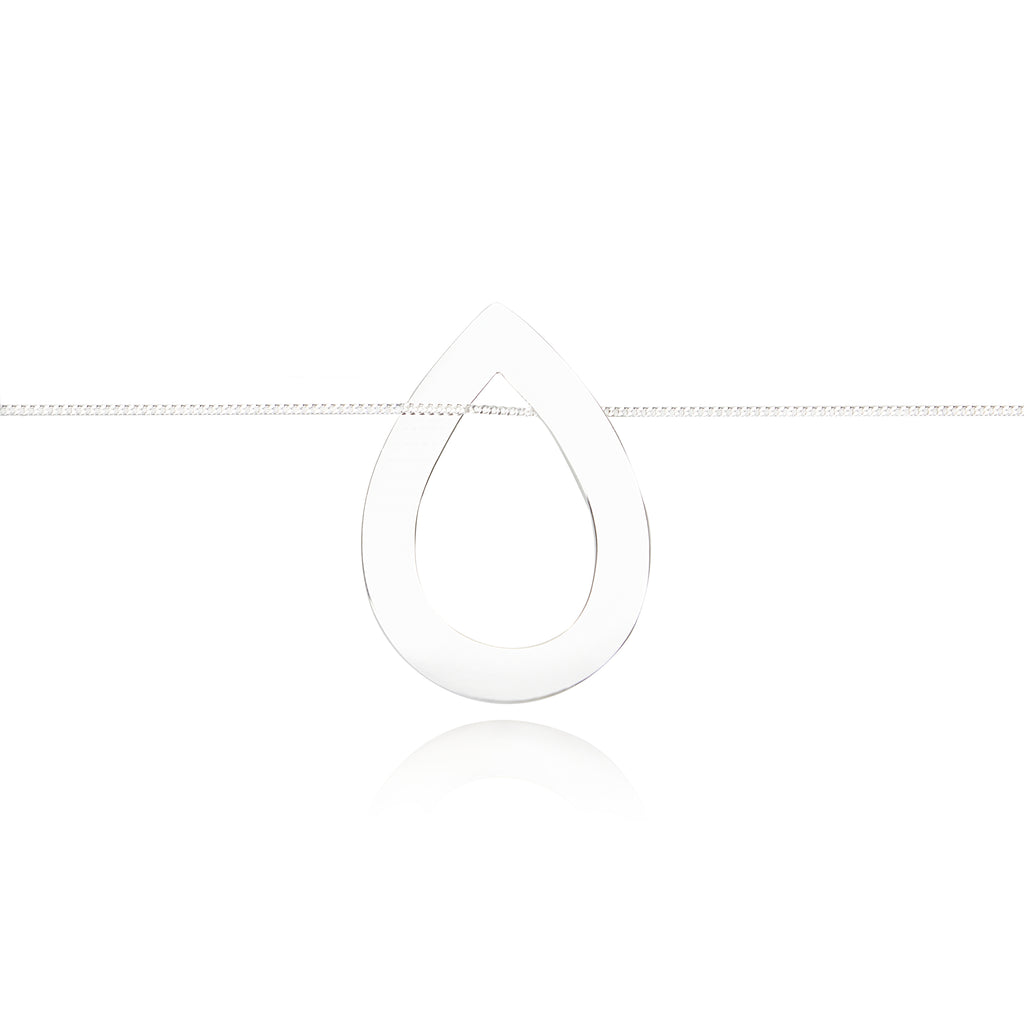 Purified Heart - Large Silver Droplet Necklace