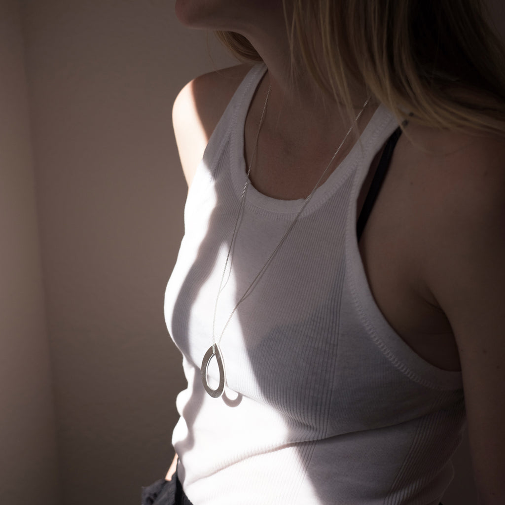 Purified Heart - Large Silver Droplet Necklace