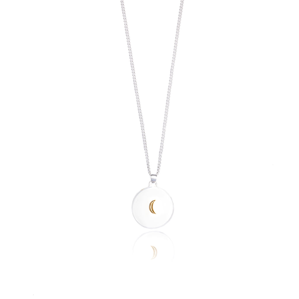 Optimist Prime - Silver Circle Pendant Necklace with Gold Mood