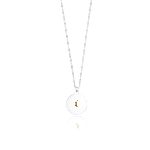 Optimist Prime - Silver Circle Pendant Necklace with Gold Mood