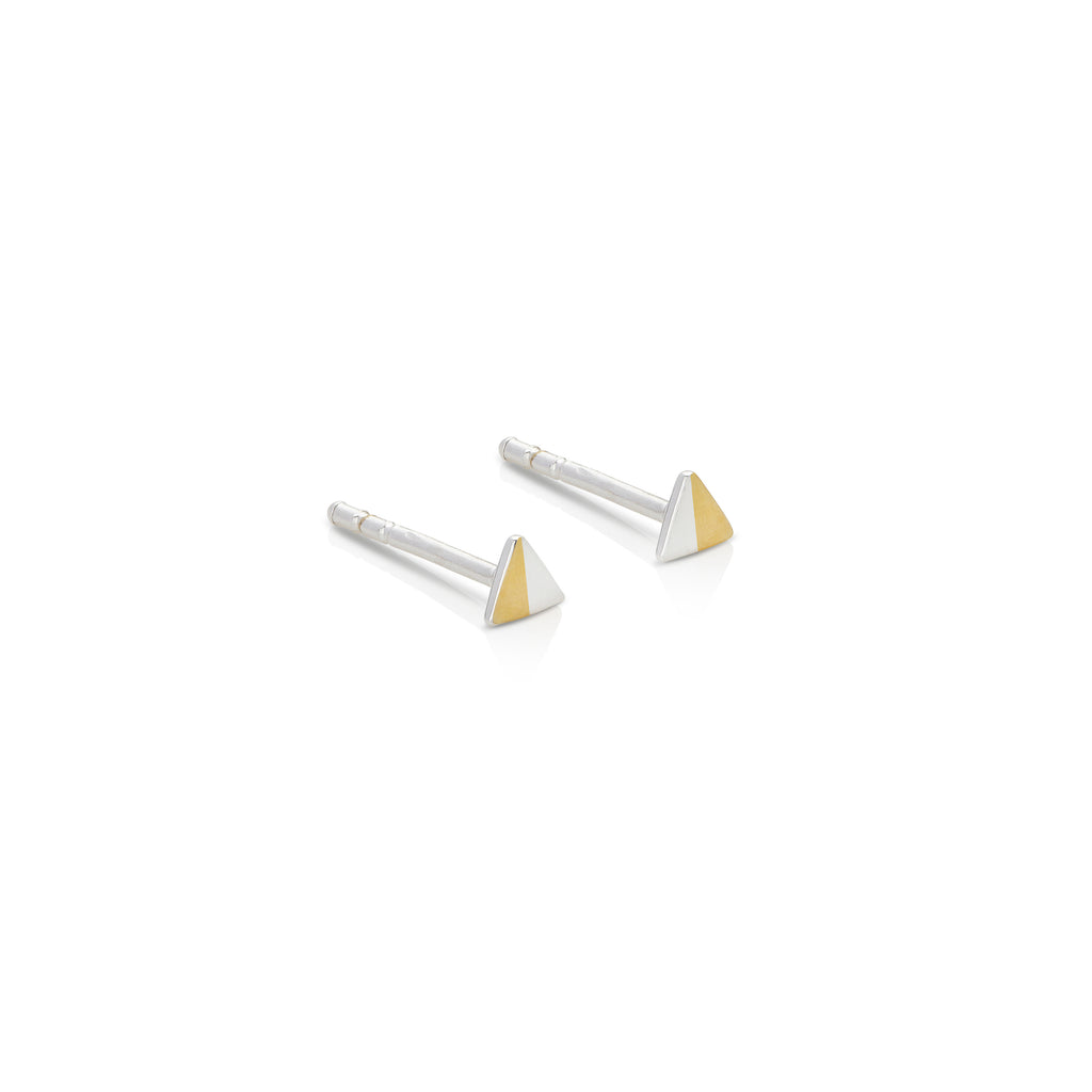 To Direction - Gold & Silver Triangle Stud Earrings
