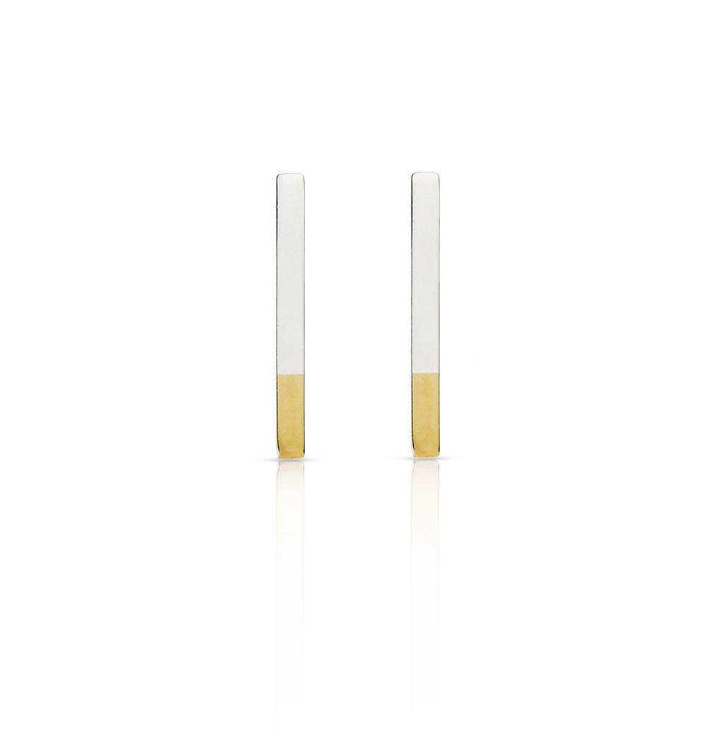 Unseen Earth - Silver & Gold Bar Earrings