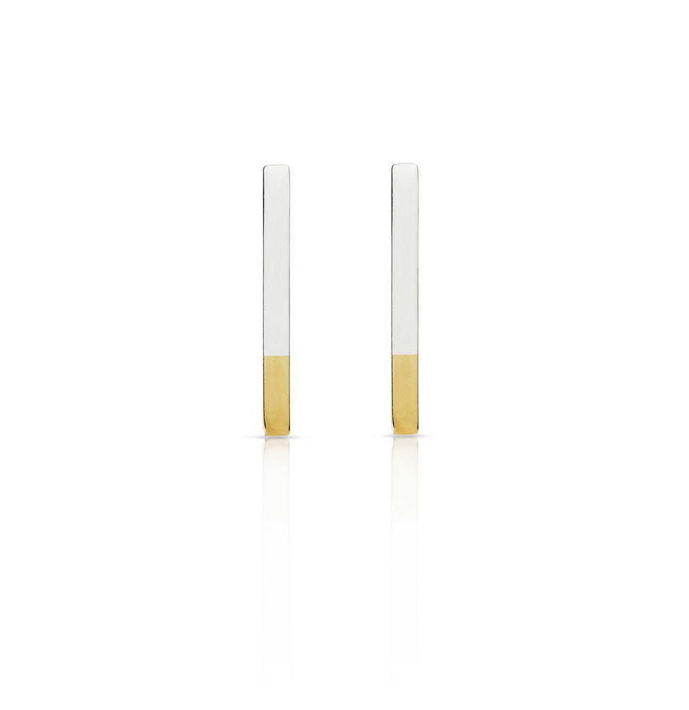 Unseen Earth - Silver & Gold Bar Earrings