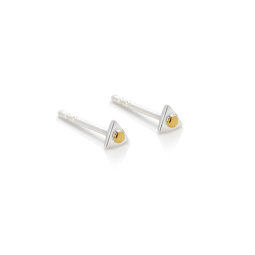 Won Direction - Silver & Gold Triangle Stud Earrings