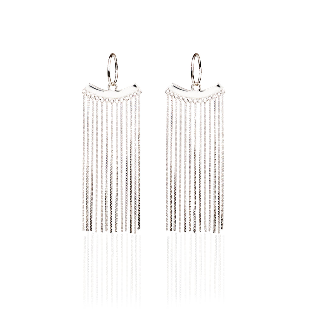 Long To Hear - Chain Frill Silver Earrings