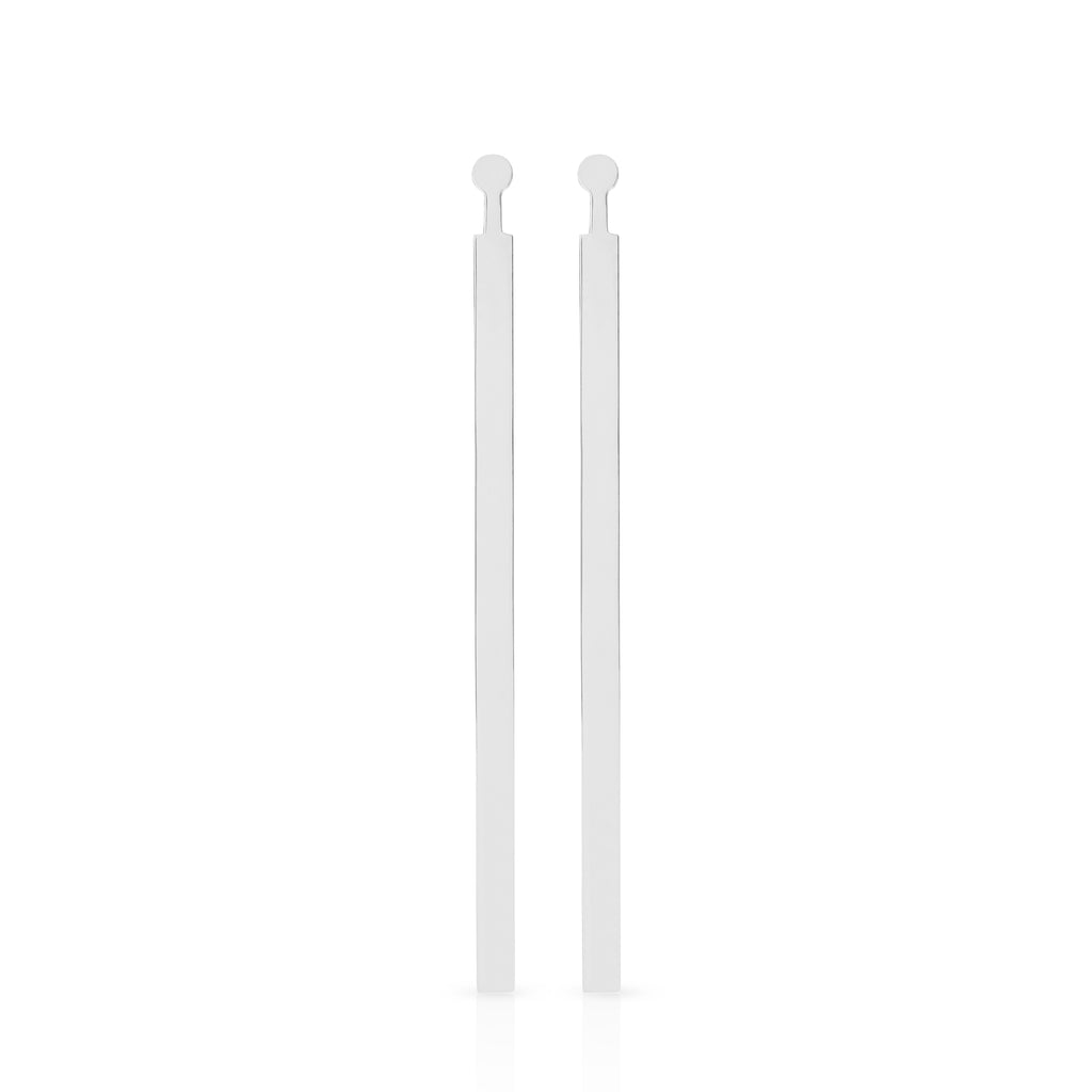 In Tune - Long Silver Bar Earrings