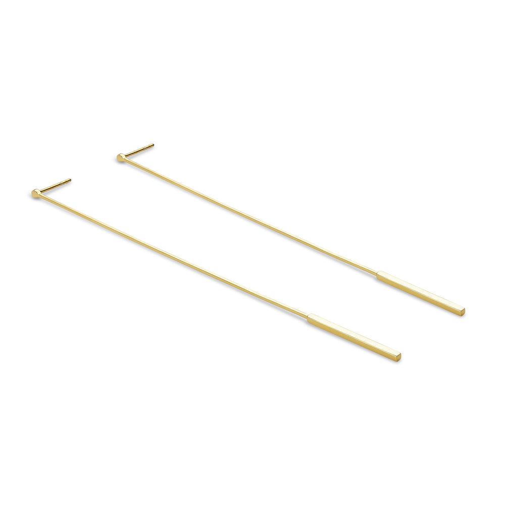 Shadow Dancer - Delicate Gold Long Bar Earrings