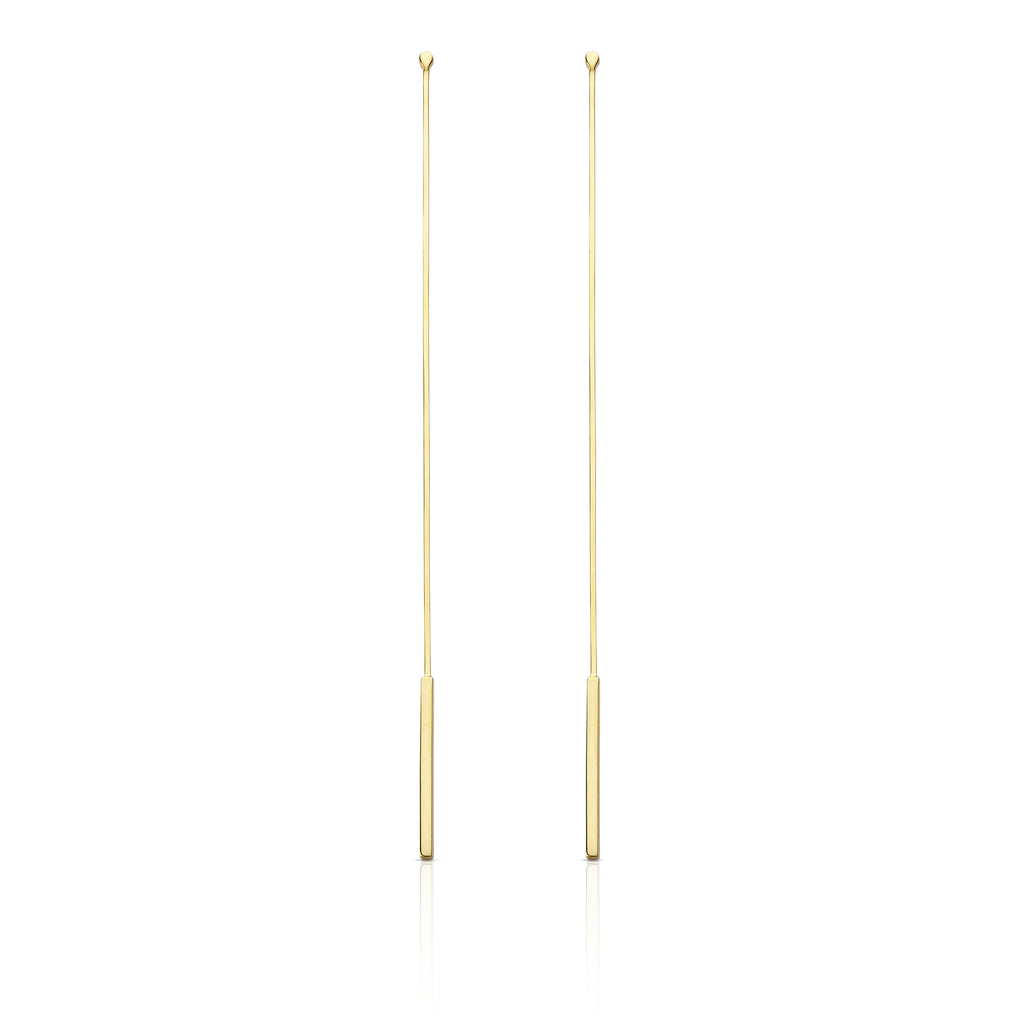 Shadow Dancer - Delicate Gold Long Bar Earrings