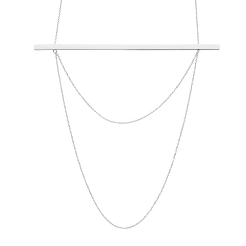 Roaming Rays - Silver Layered Chain & Bar Necklace