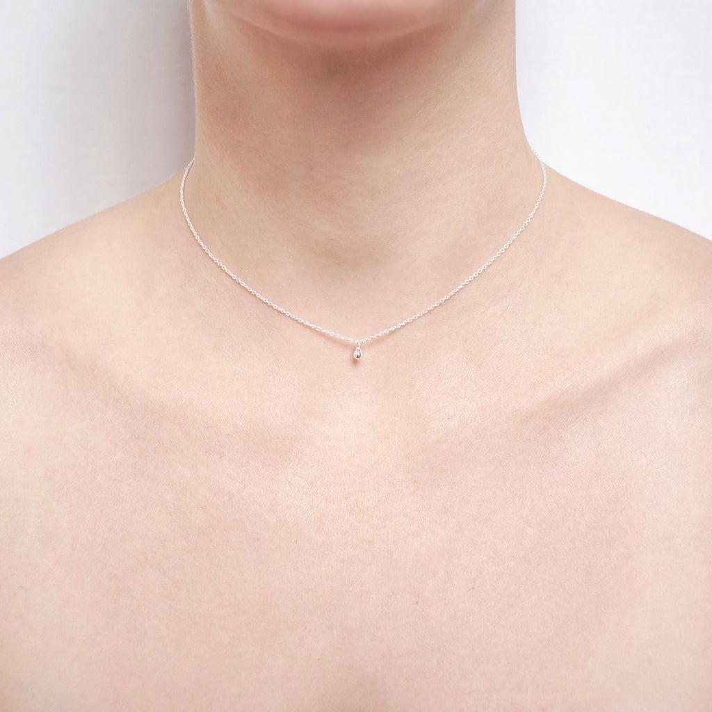 Wise Whispers - Silver Chain Choker Droplet Necklace