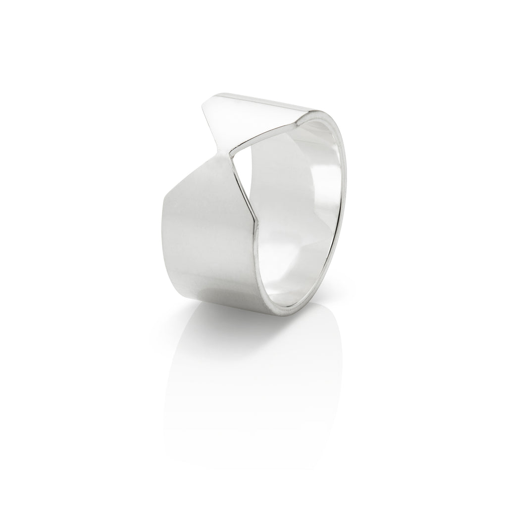 Knowledge Compass - Wide Silver Ring