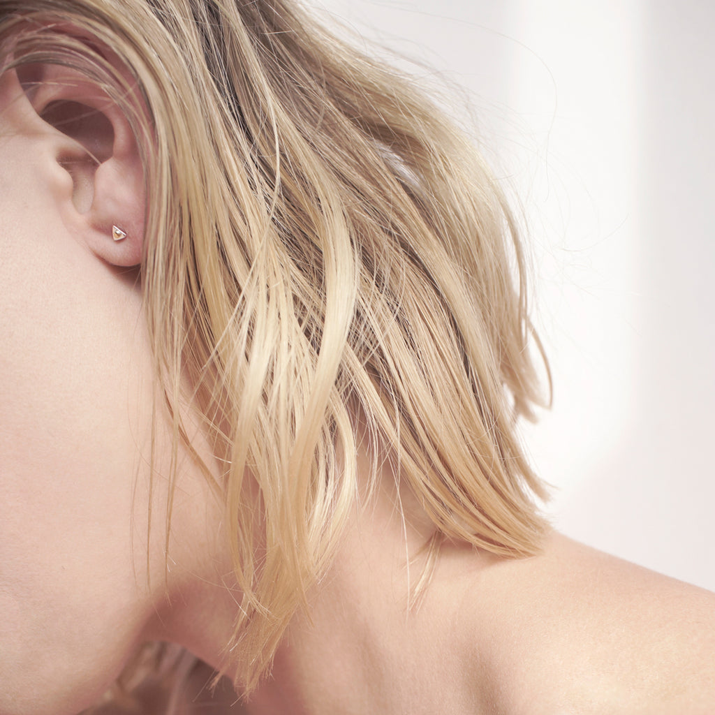 Won Direction - Silver & Gold Triangle Stud Earrings