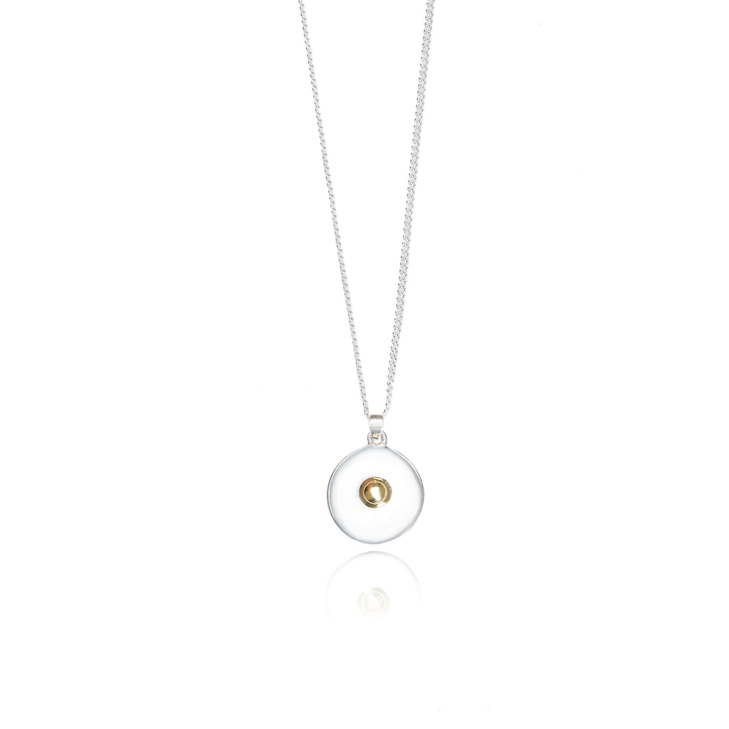 Milky Moon - Silver & Gold Pendant Necklace