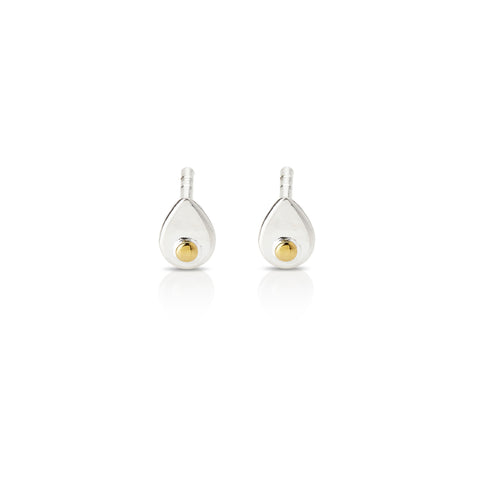 Silent Speck - Silver & Gold Droplet Stud Earrings