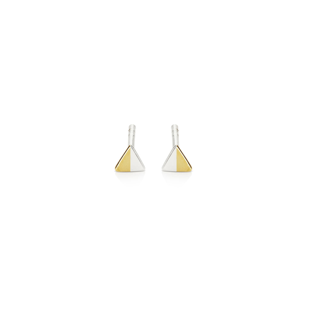 To Direction - Gold & Silver Triangle Stud Earrings