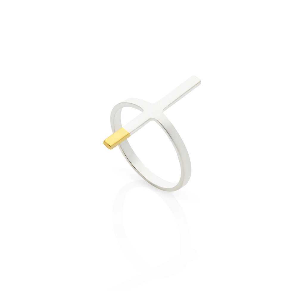 Universal Connector - Silver & Gold Bar Ring