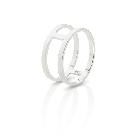 Symmetric Harmony - Silver Double Band Ring