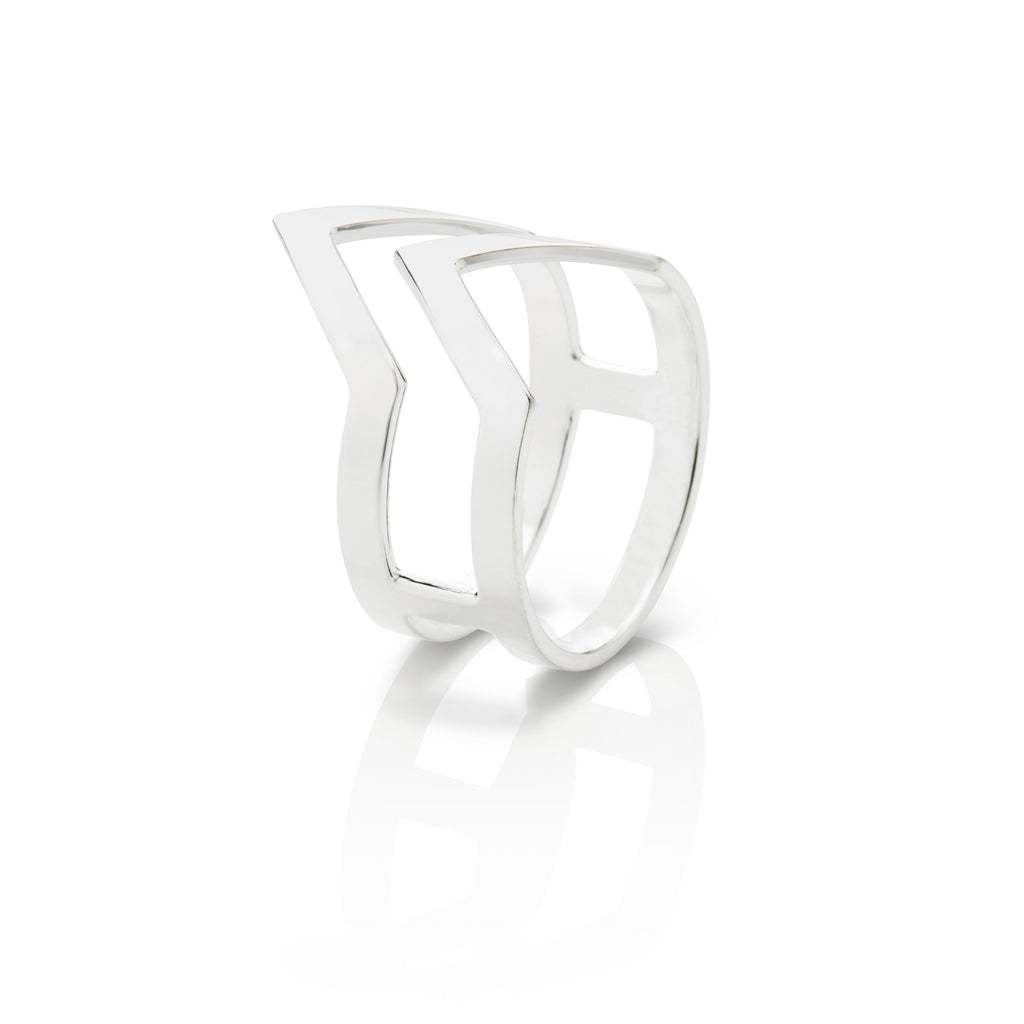 What You Want - Silver Double Band Arrow Ring